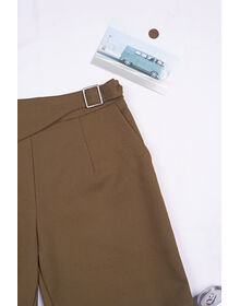 Belt Embellished 5-Points Pants (Dark Brown)